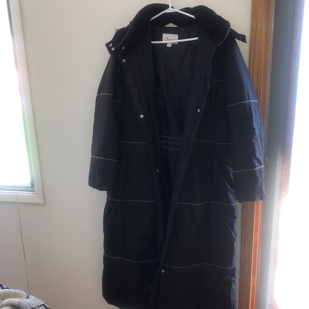 Jessica Black Long Puffer Ski Coat with Hood